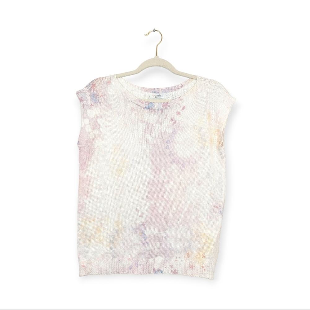 Luisa Ricci Purple Rose Pastel Cap Sleeve Knit Sweater Top